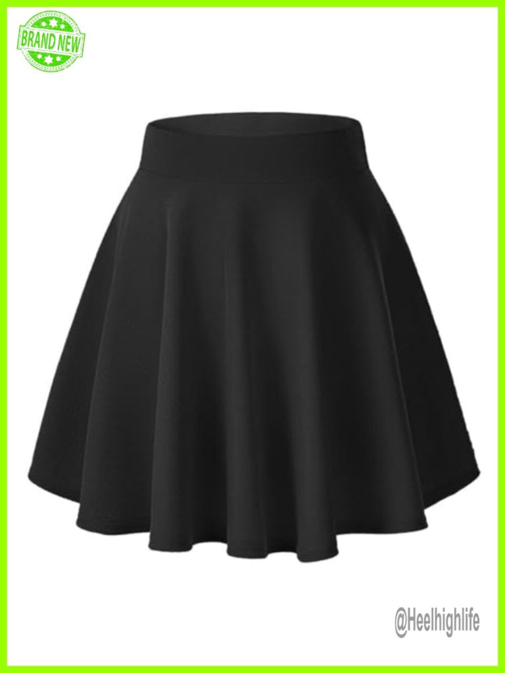 Stretchy Flared Mini Skater Skirt A-Line Casual High Rise